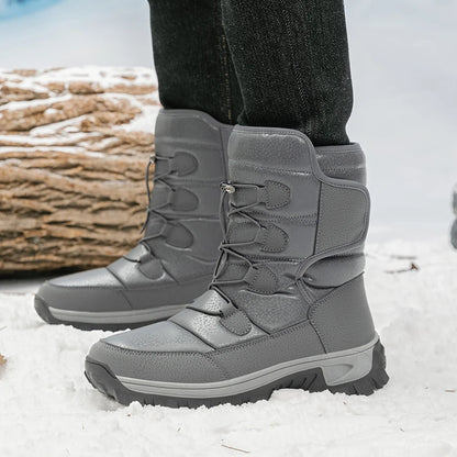 Nuevas botas de nieve cálidas de felpa para hombre, botas altas de invierno para hombre, botas de moto impermeables de invierno, botas de senderismo antideslizantes para exteriores para hombre.