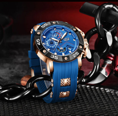 Relojes LIGE para hombre, marca superior, lujo, esfera grande, silicona, militar, deportivo, impermeable, cuarzo, para hombre, Relogio Masculino.