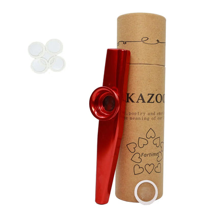 Kazoo metálico premium Miwayer | 5 diafragmas reemplazables y diseño portátil | Resonancia de calidad de estudio con elegante estuche de regalo