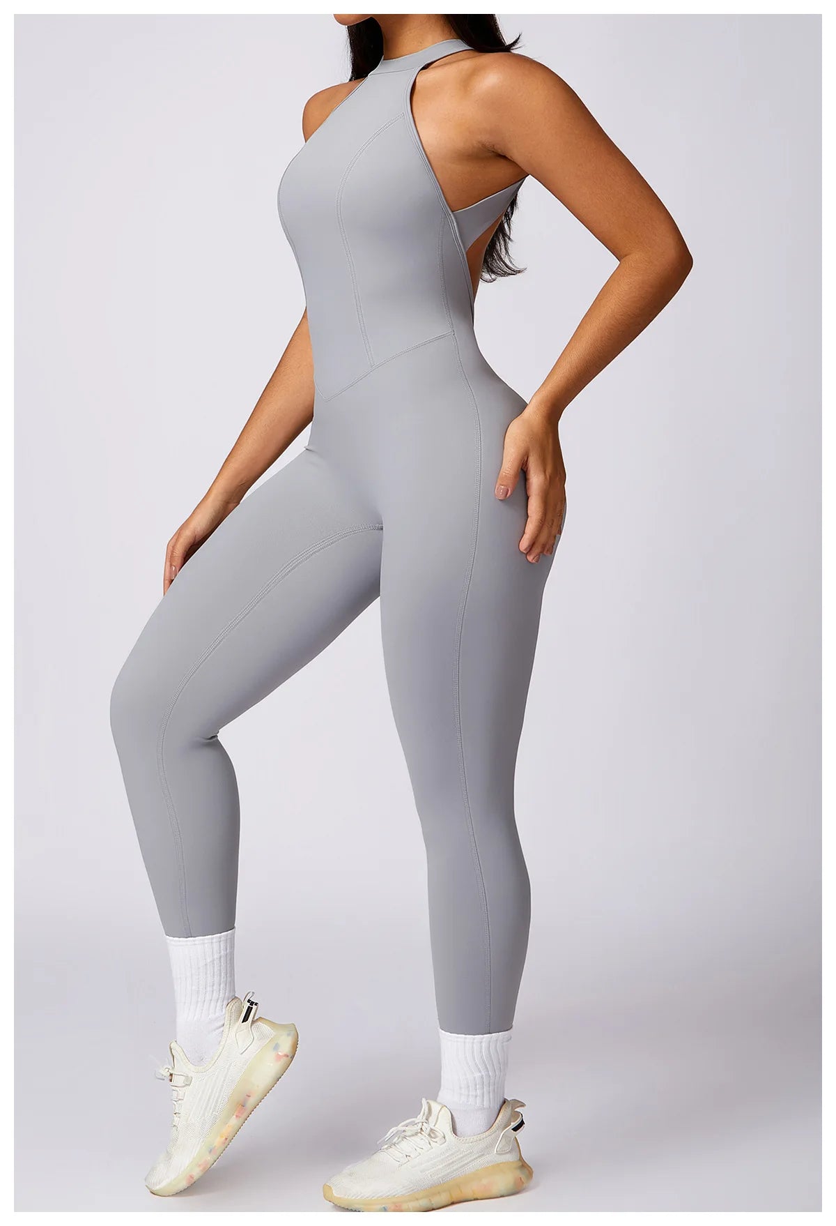 Conjunto de mono sin espalda para entrenamiento, mono de fitness, ropa deportiva siamesa para mujer, chándal, ropa de gimnasio, mono de una pieza, conjunto de yoga