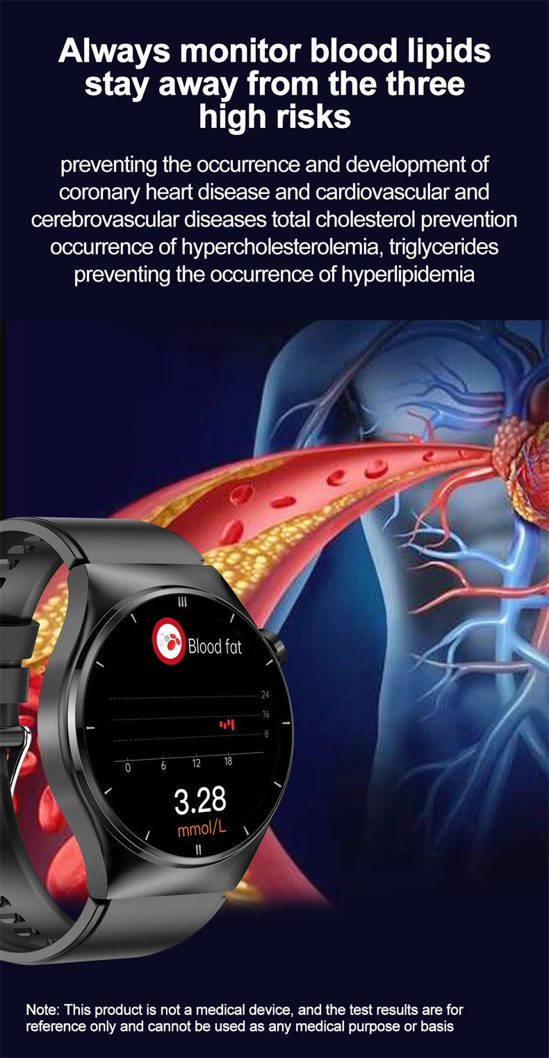 LIGE - Reloj inteligente para hombre de 1,46 pulgadas con terapia láser, control de lípidos, ácido úrico, VFC, llamadas, temperatura, deportivo y bienestar