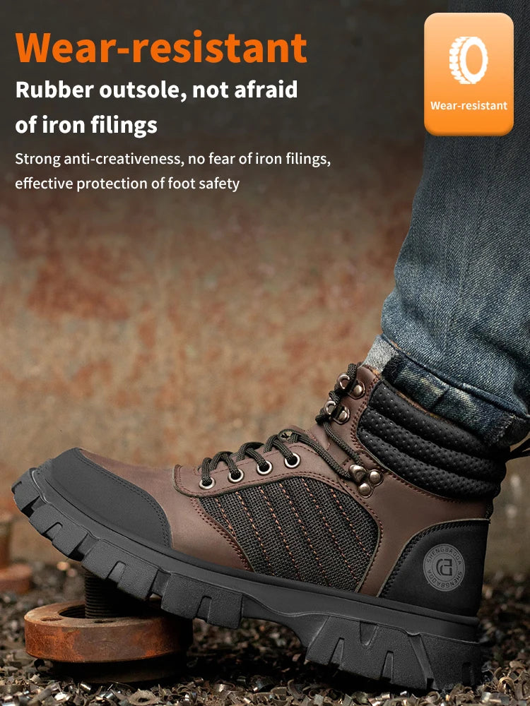 Zapatos de seguridad con puntera de acero para hombre, botas de trabajo indestructibles, zapatos de seguridad ligeros, zapatillas protectoras para caminar, antiaplastamiento y antipinchazos.