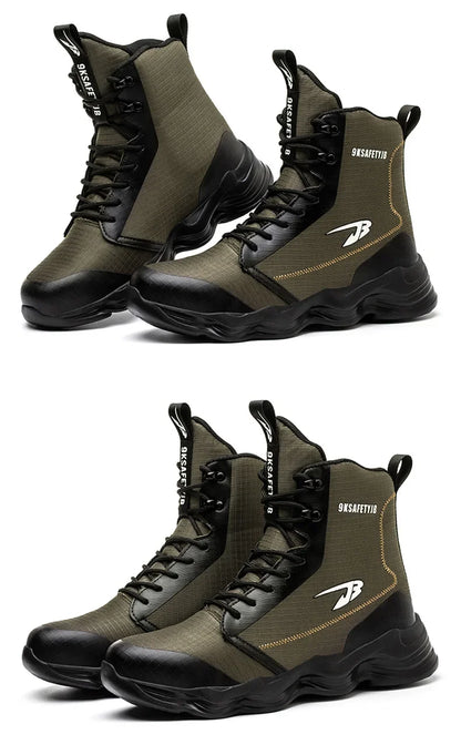2024 Nuevos zapatos de seguridad para hombre, botas altas de trabajo, zapatillas de trabajo con puntera de acero, botas de trabajo antigolpes y a prueba de pinchazos, zapatos indestructibles