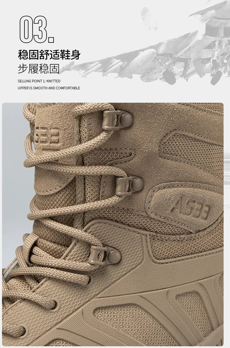 Botas tácticas para hombre con cordones, estilo militar, para trabajo en el desierto, botas de senderismo, botas de escalada, botas del ejército, unisex, tallas grandes, marca para hombre, impermeables