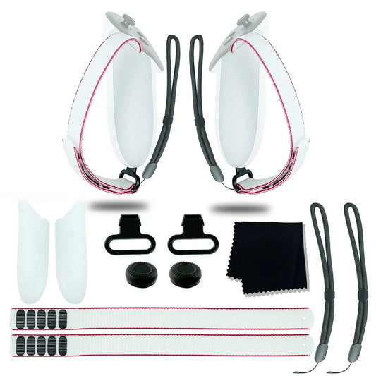 Conjunto de accesorios para gafas de realidad virtual, tapa de batería, correas activas ajustables, paño para lentes, tapas de joystick para agarres de control de realidad virtual Meta Quest 3