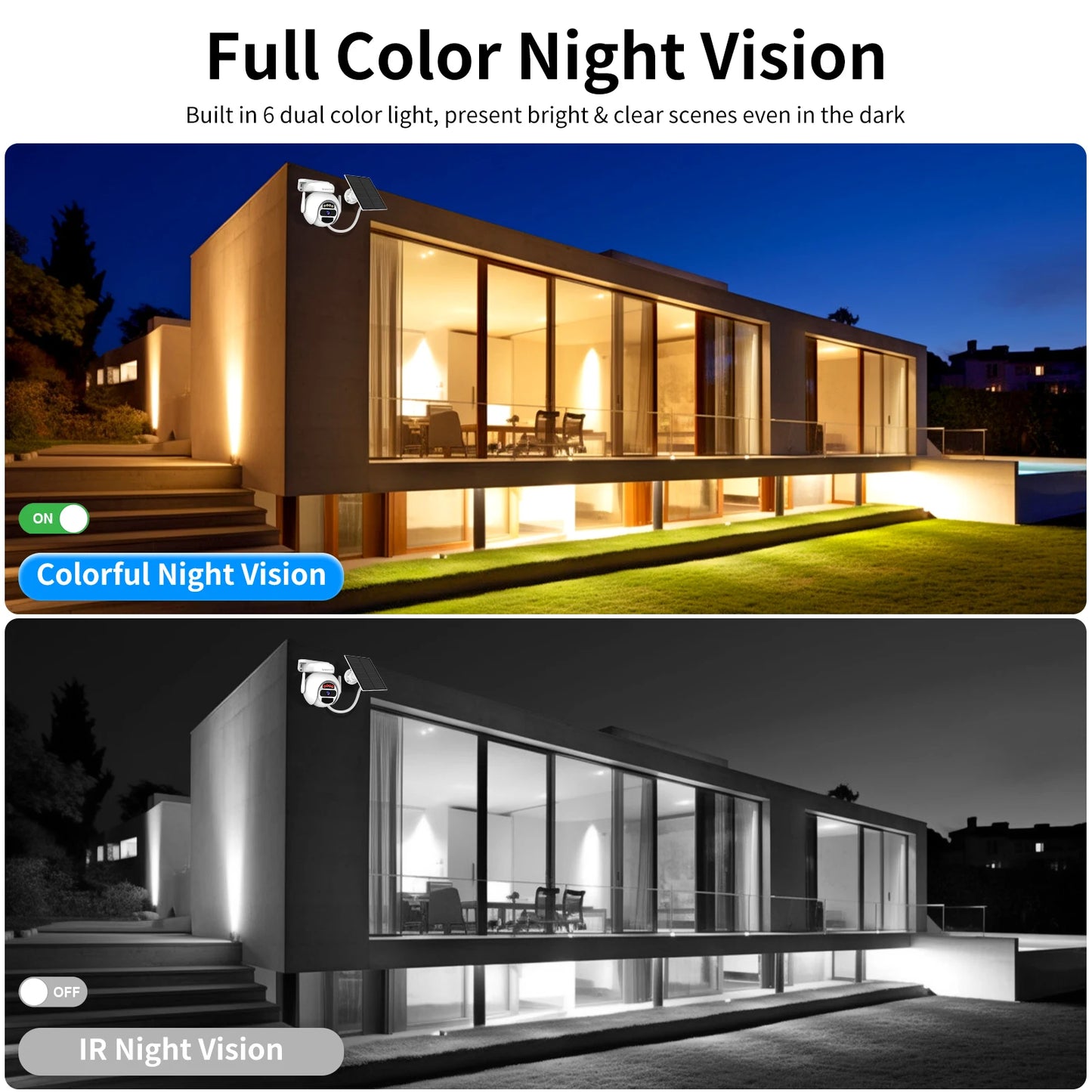 Cámaras de seguridad solares Vstarcam 2K 3MP inalámbricas para exteriores con alimentación por batería, resistentes al agua IP66, detección humana PIR, audio bidireccional