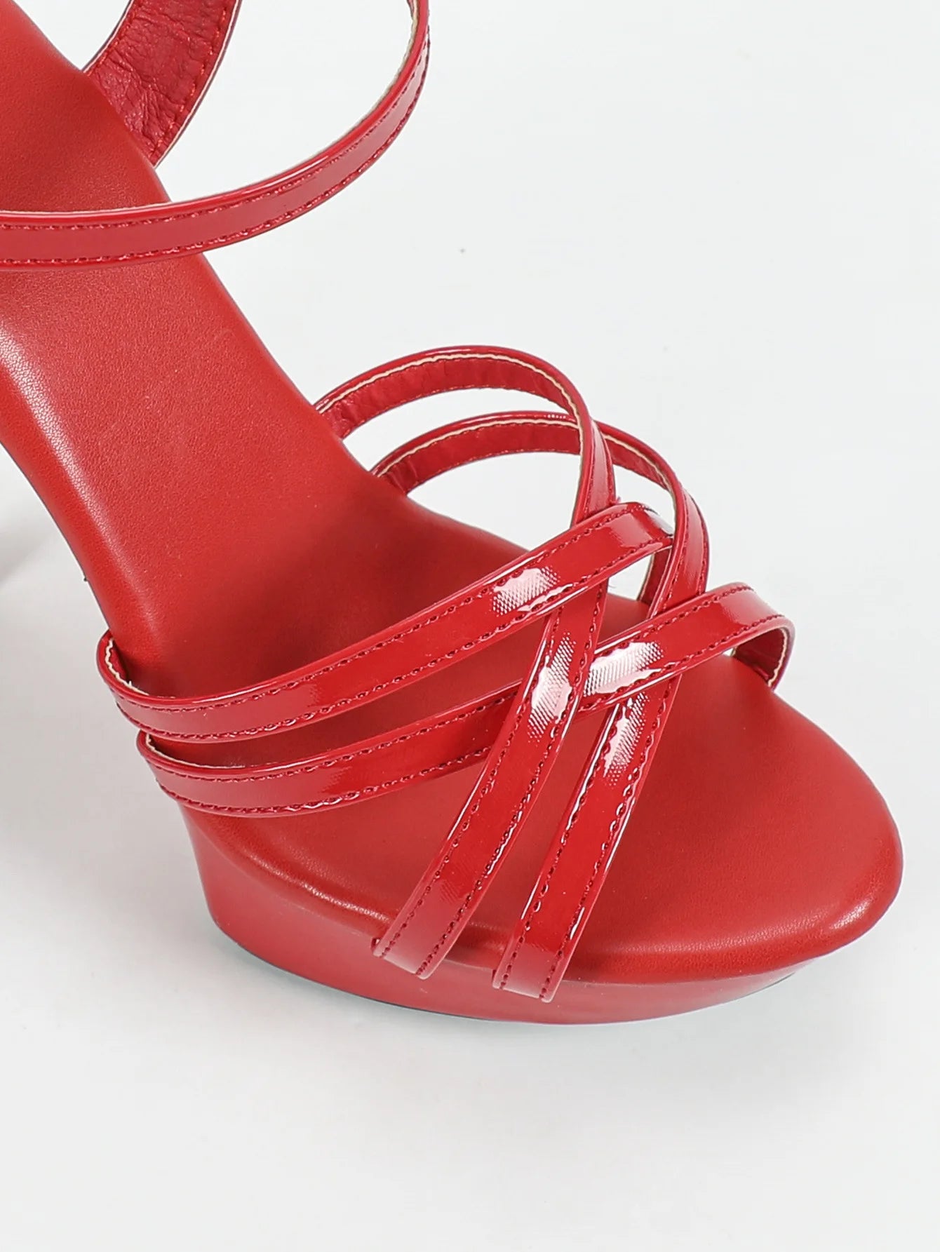 Zapatos de tacón alto para mujer, talla 43, con tiras finas, estilo pasarela, de 13 cm, con plataforma sólida, para fiesta y discoteca, color negro