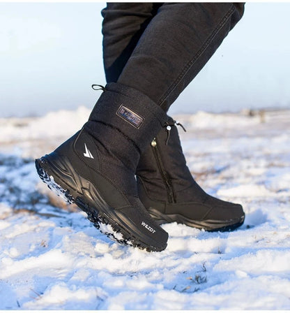 Botas de nieve altas antideslizantes para hombre, para deportes al aire libre, estilo noreste, gruesas, cálidas e informales, de algodón, con terciopelo impermeable.