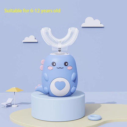 Cepillo de dientes eléctrico en forma de U para niños, 360 grados, inteligente, de silicona, recargable, automático, sónico.