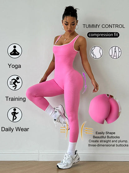 Monos deportivos de yoga para mujer, color rosa, transpirables, de secado rápido, para gimnasio, push up y entrenamiento.