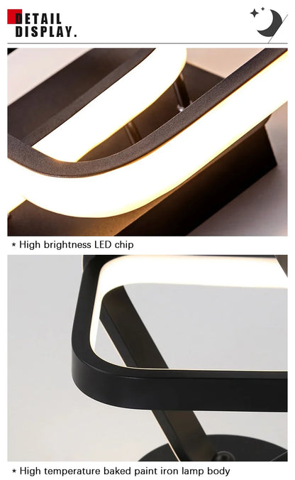 Lámpara de techo moderna de metal negro, araña de techo con luz tricolor para sala de estar, pasillo, balcón, decoración del hogar