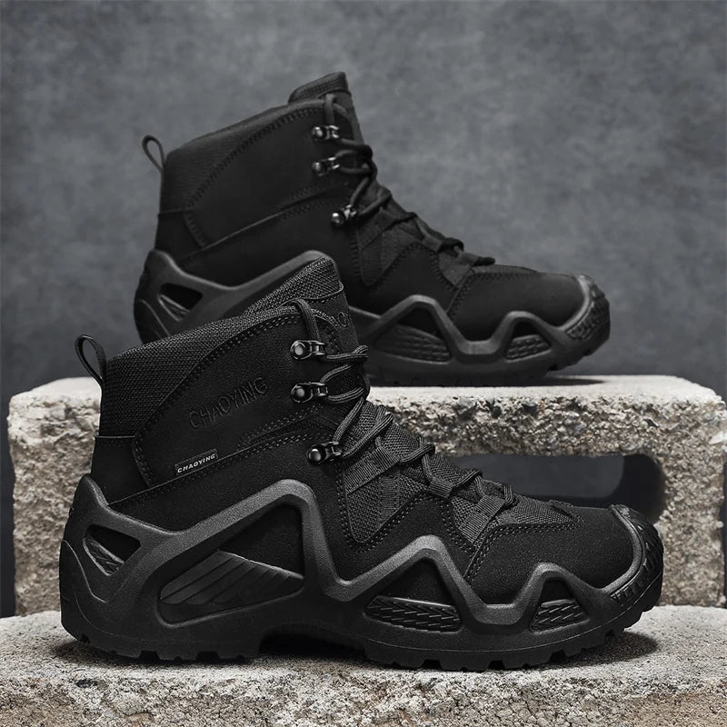 Botas tácticas para hombre con correas para entrenamiento de combate, impermeables, transpirables, ideales para senderismo y uso multifuncional en motocicleta.