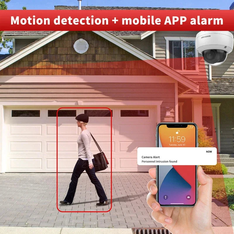 Cámara IP Hikvision ColorVu Smart Hybrid Light de 8 MP DS-2CD1183G2-LIU DS-2CD1183G2-LIUF MD 2.0 con detección humana, micrófono, ranura para tarjeta SD, IP67 y PoE.