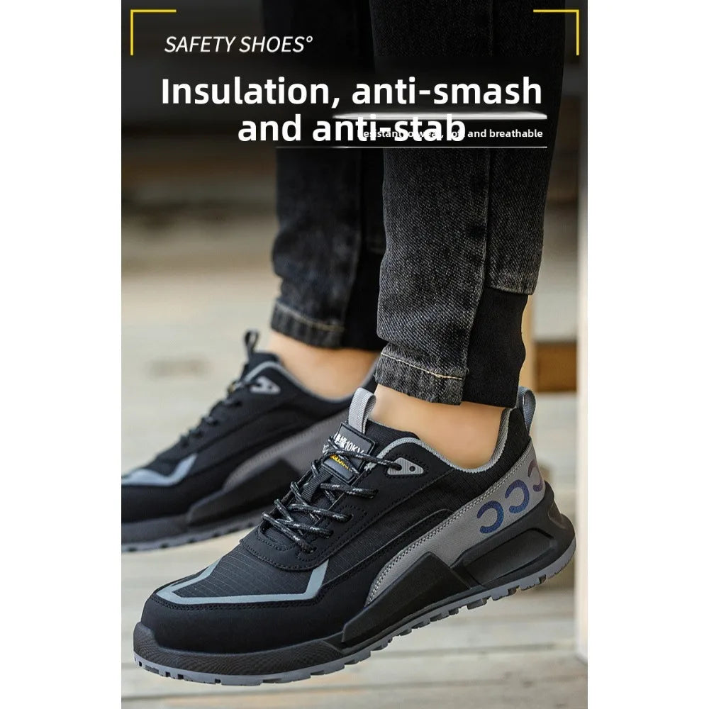 Calzado de protección laboral para hombre, anti-aplastamiento, anti-perforación, aislante 10KV, resistente al desgaste, calzado eléctrico de seguridad.