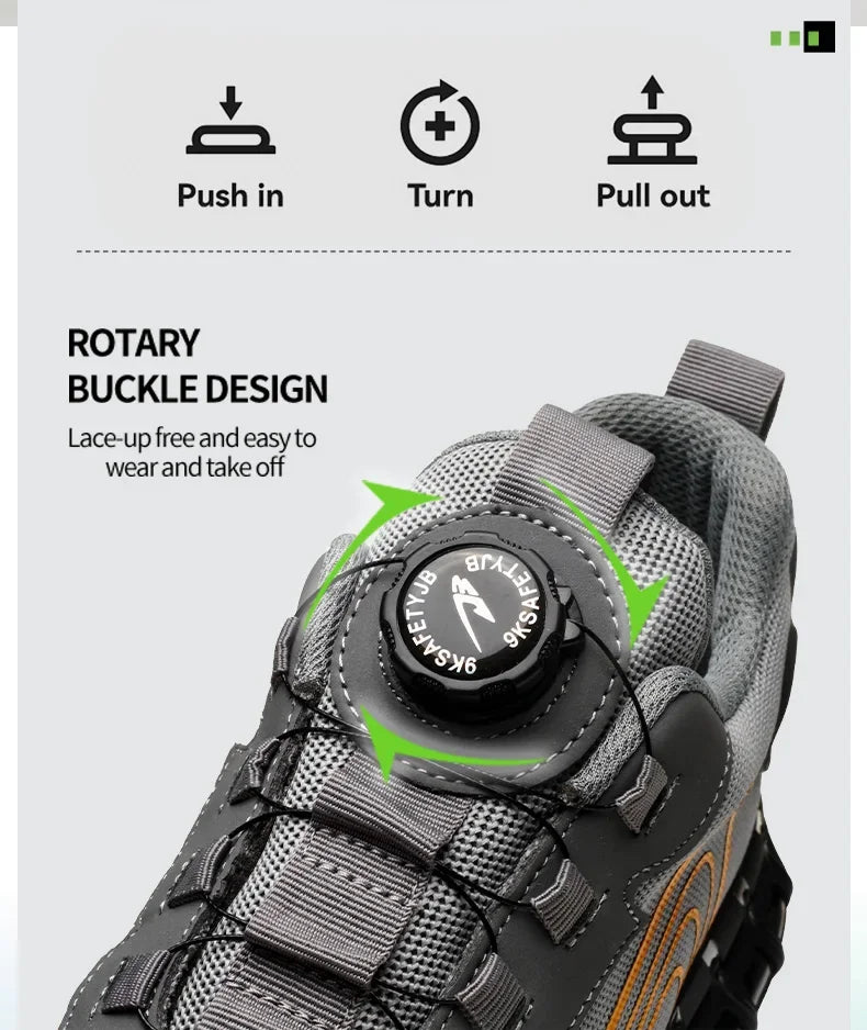 Summer Work Safety Protection Shoes Air Cushion Breathable Safety Shoes Anti-stabbing -smash Lightweight Sports Shoes For Men