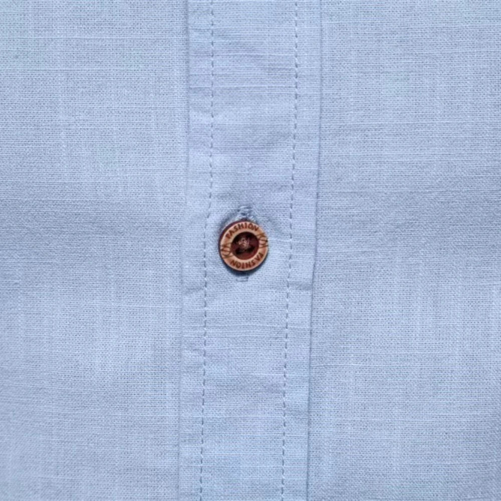 Camisa de lino 100% algodón para hombre, camisas de marca con bordado de color liso, blusas informales de manga larga de alta calidad con botones