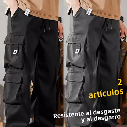 Pantalones de trabajo para hombre de talla grande, modelo 2024, conjunto casual resistente y duradero para la construcción, ideales para el verano. Con puños ajustables.