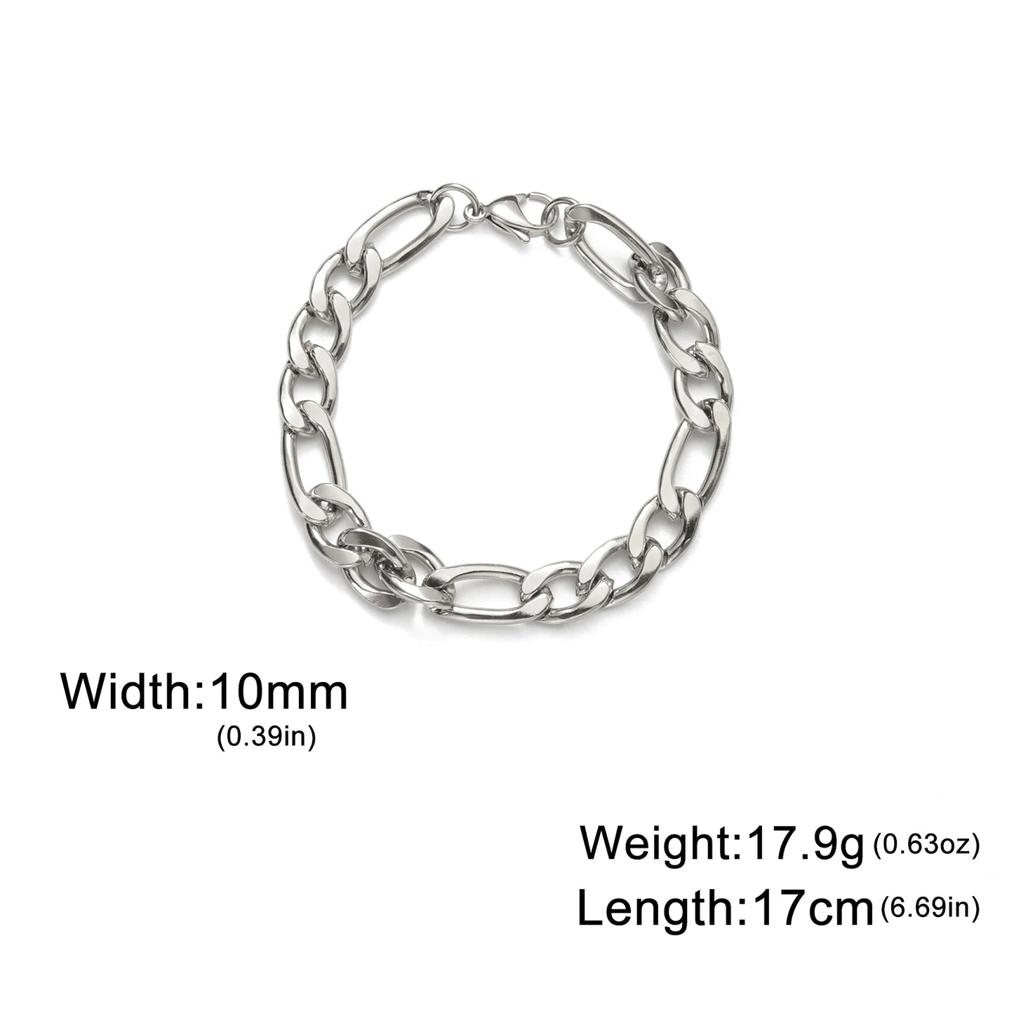 Pulsera de cadena Figaro sencilla para mujer, hombre, pareja, joyería para niño, color dorado, acero inoxidable, tendencia, moda punk, hip pop, regalo