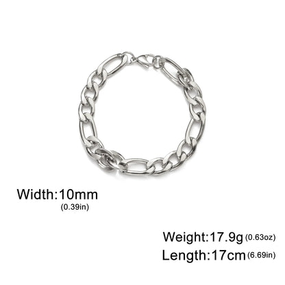Pulsera de cadena Figaro sencilla para mujer, hombre, pareja, joyería para niño, color dorado, acero inoxidable, tendencia, moda punk, hip pop, regalo