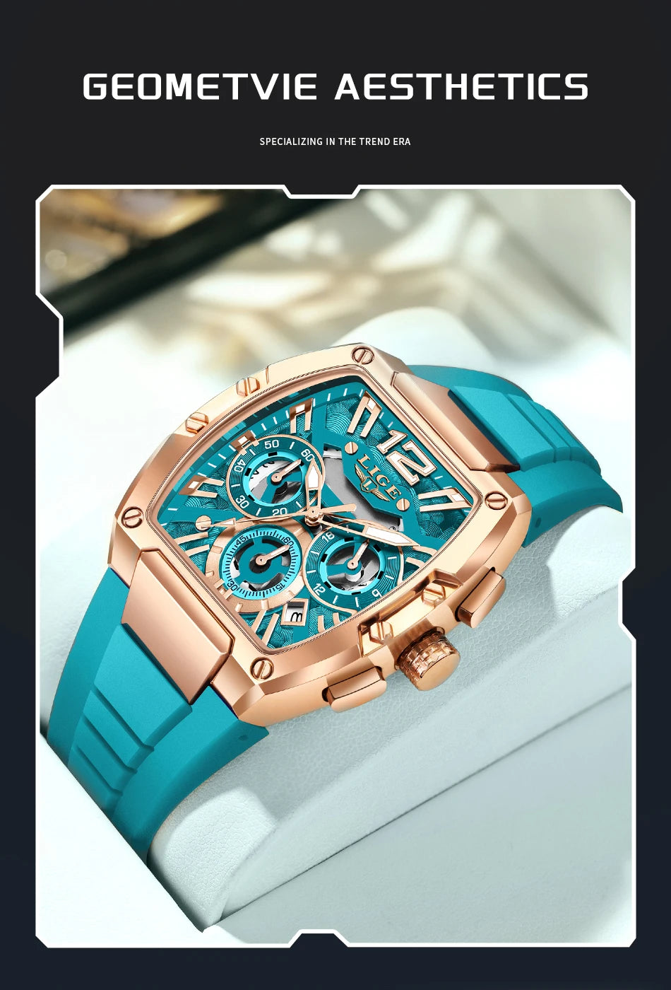 LIGE Reloj de cuarzo sencillo para hombre, correa de silicona, deportivo, informal, para exteriores, calendario, luminoso, resistente al agua, hueco, nuevo