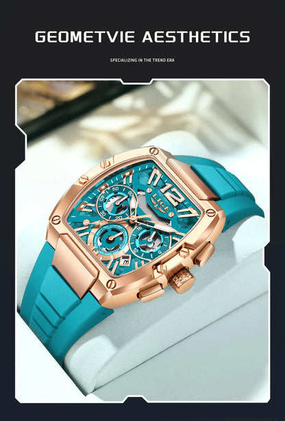 LIGE Reloj de cuarzo sencillo para hombre, correa de silicona, deportivo, informal, para exteriores, calendario, luminoso, resistente al agua, hueco, nuevo