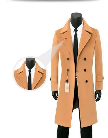 Abrigo de lana de alta calidad para jóvenes, cálido, informal, extralargo, cruzado, grueso, tallas grandes S-7XL 8XL 9XL