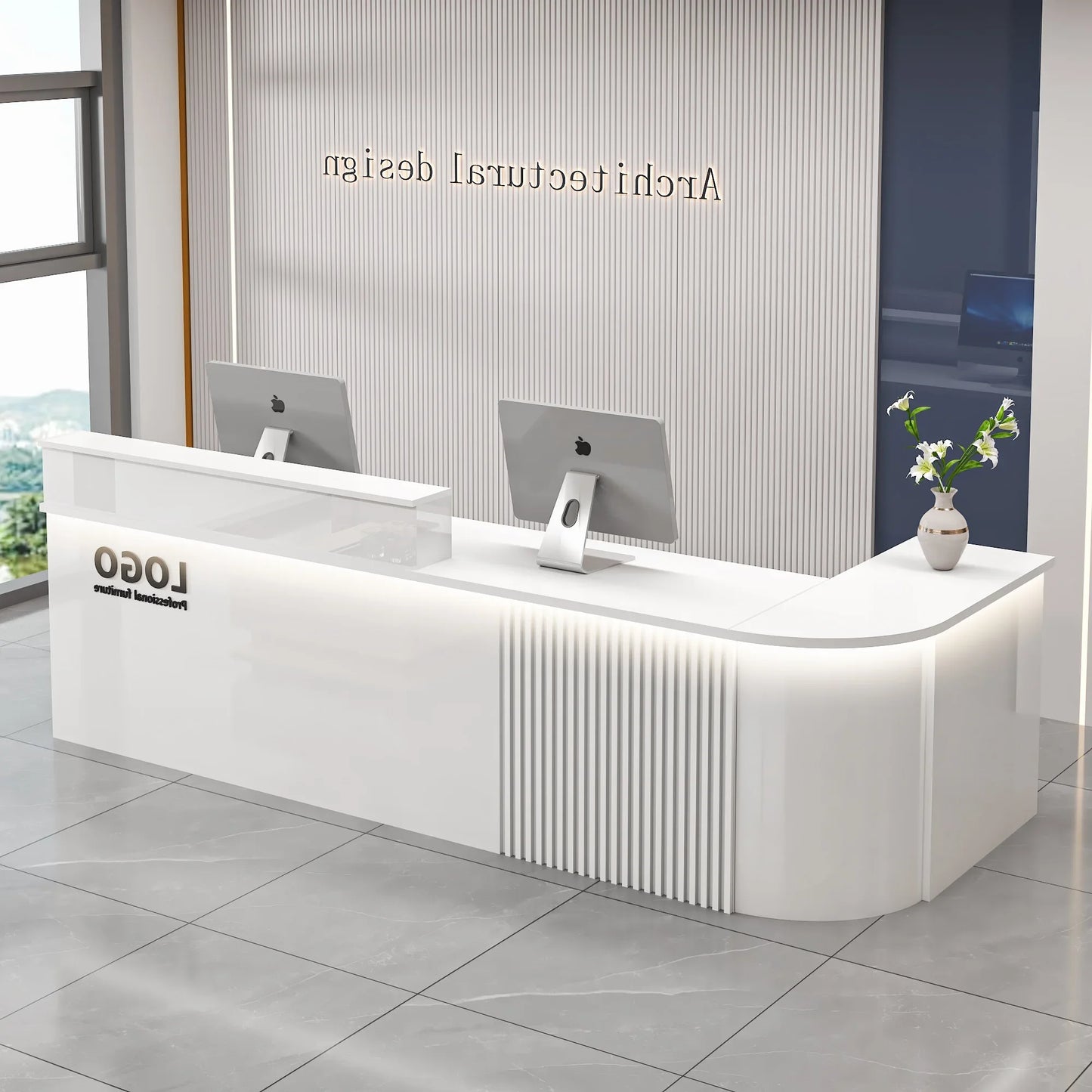 Mostrador de bar de oficina profesional, diseño de belleza de lujo simple, mostrador de recepción, salón moderno, Bancone Bar Lusso, muebles comerciales