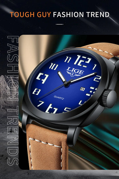 Reloj de hombre LIGE 2025, moda, negocios, casual, cuarzo, resistente al agua 30M, luminoso, fecha, lujo, relojes de pulsera, Reloj Hombre.