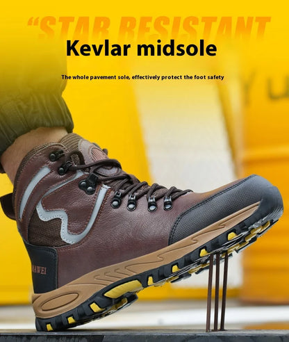 Zapatos de seguridad de caña alta para hombre, zapatos de trabajo con puntera de acero, botas de seguridad para hombre y mujer, botas de trabajo antideslizantes, impermeables e indestructibles.