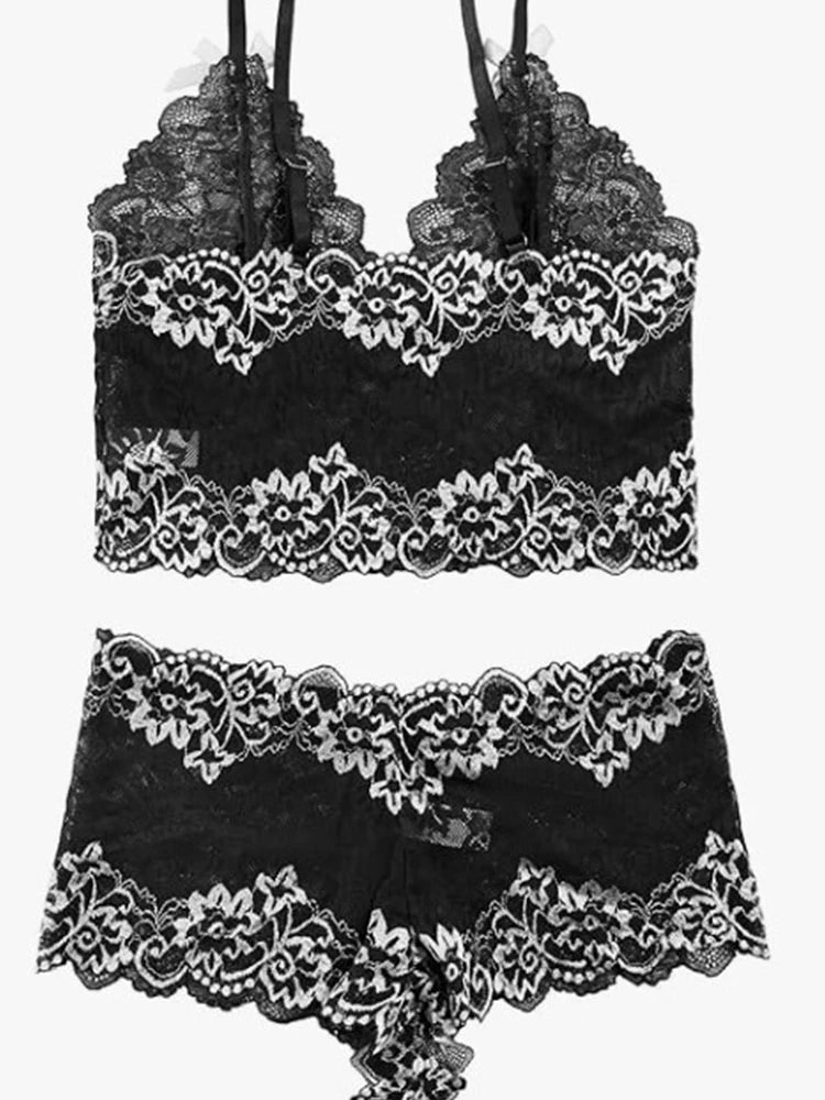 Conjunto de lencería sexy con sujetador, ropa interior sexy para mujer, bragas exóticas, lencería transparente de encaje con entrepierna abierta, disfraces eróticos porno.