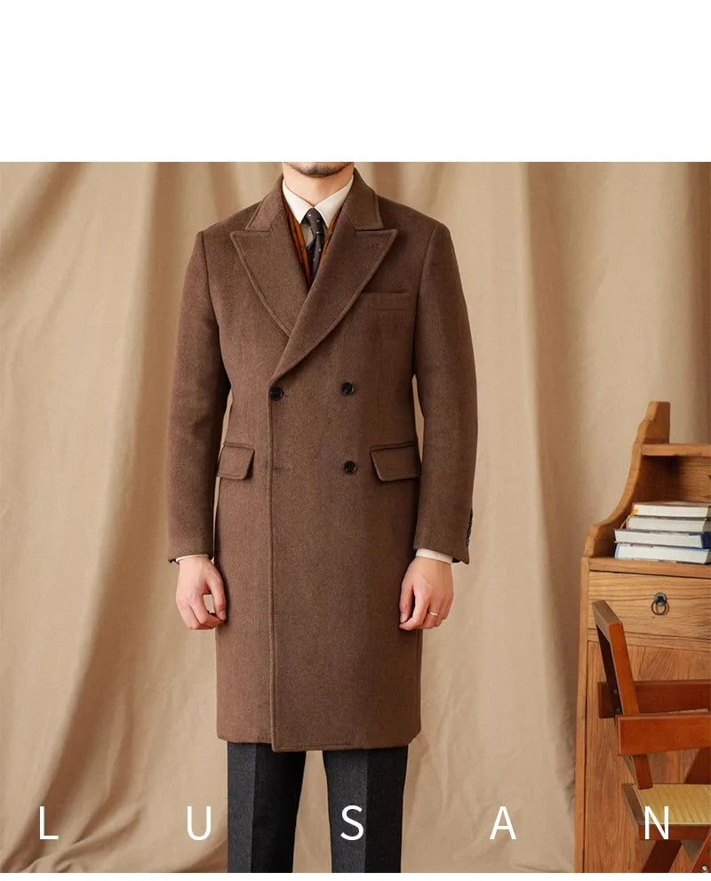 Abrigo Chester de lana 50% para hombre - 800 g. Chaqueta de campo retro cruzada de otoño/invierno.