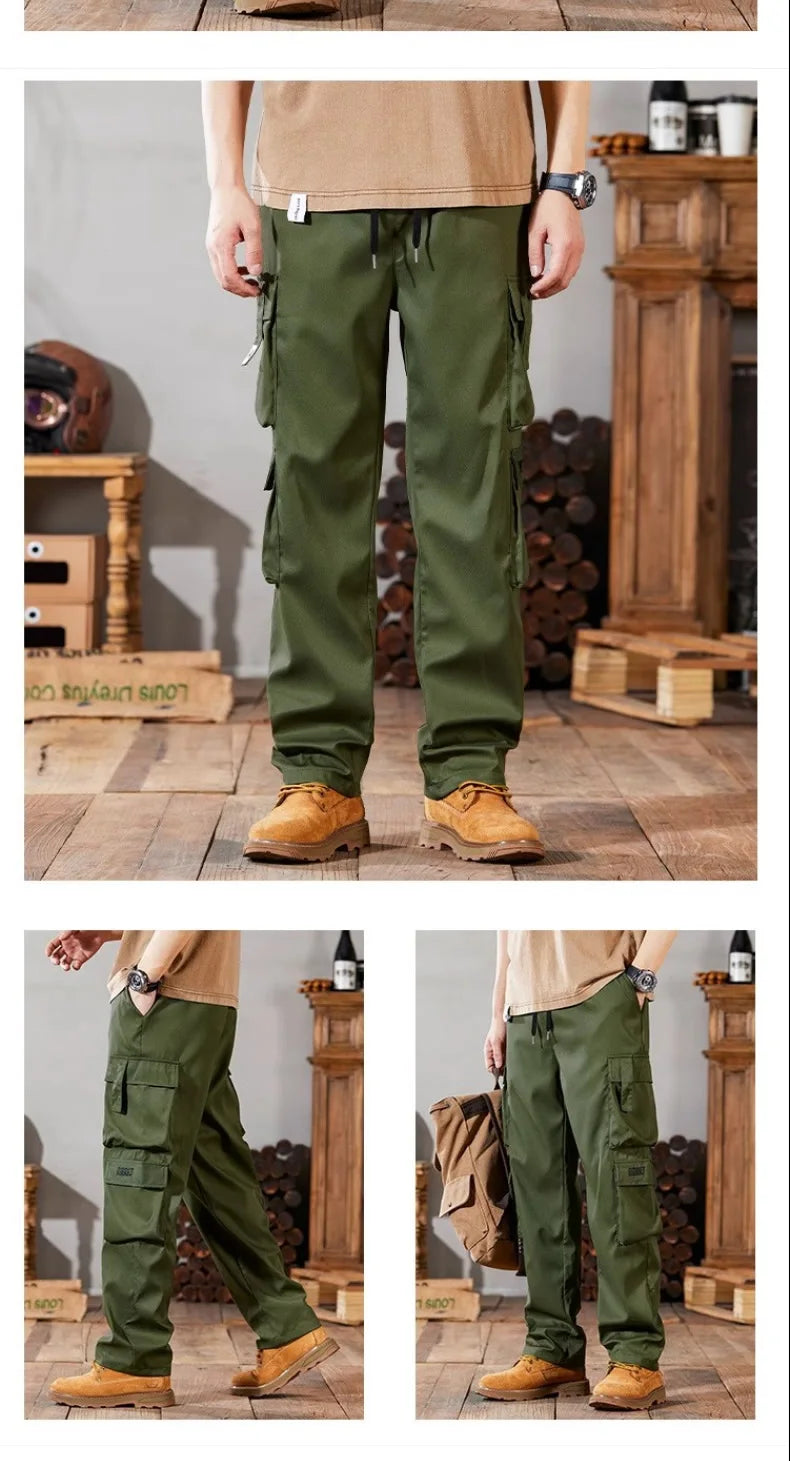 Pantalones de trabajo para hombre, de pierna recta, estilo casual, resistentes, tipo cargo, para trabajos pesados, transpirables y cómodos, estilo militar.
