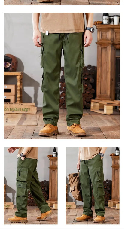 Pantalones de trabajo para hombre, de pierna recta, estilo casual, resistentes, tipo cargo, para trabajos pesados, transpirables y cómodos, estilo militar.