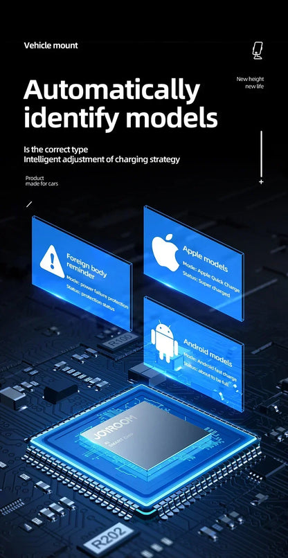 Soporte de carga inalámbrica para coche con inducción infrarroja y abrazadera para rejilla de ventilación, compatible con iPhone 16~12 Pro Max y Samsung Galaxy S25/S24. Carga rápida.