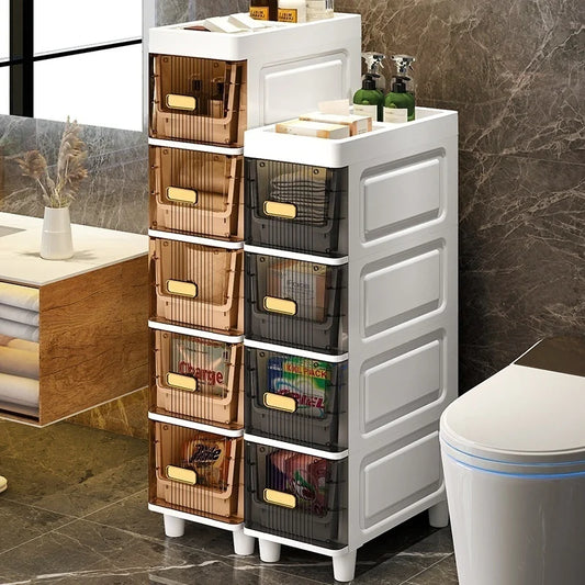 Armario de almacenamiento tipo cajón para refrigerador de cocina, baño, impermeable, con espacio ultraestrecho, estante tipo sándwich, almacenamiento multicapa para el hogar