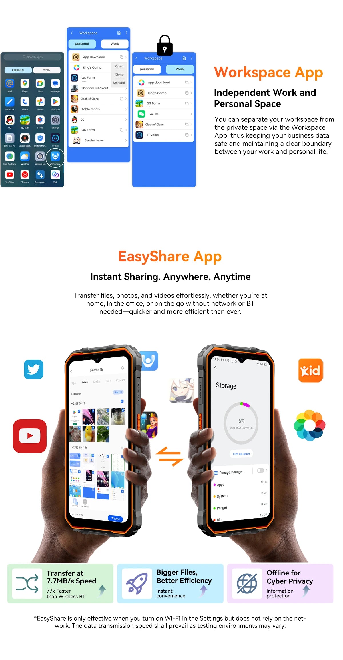 Teléfono resistente Blackview OSCAL Marine 2, 8 GB de RAM, 256 GB de almacenamiento, smartphone con IA, batería de 11000 mAh, pantalla HD+ de 6,56", procesador Unisoc T61, Android 15 y NFC.