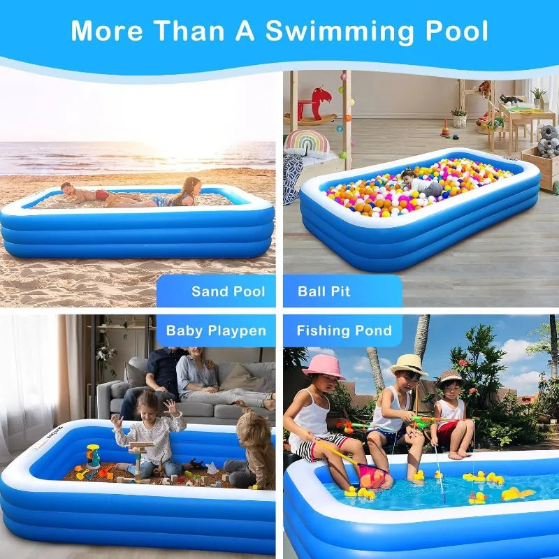 Piscina inflable para niños, una gran piscina inflable adecuada para niños al aire libre en el patio trasero familiar.