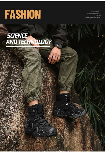 Botas tácticas para hombre con correas para entrenamiento de combate, impermeables, transpirables, ideales para senderismo y uso multifuncional en motocicleta.