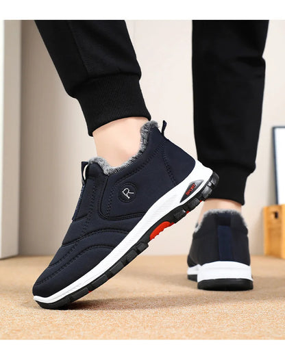 Zapatillas de deporte para hombre, botines de nieve de algodón cálido, zapatos casuales, zapatos de diseñador, botas de nieve impermeables, envío gratuito.