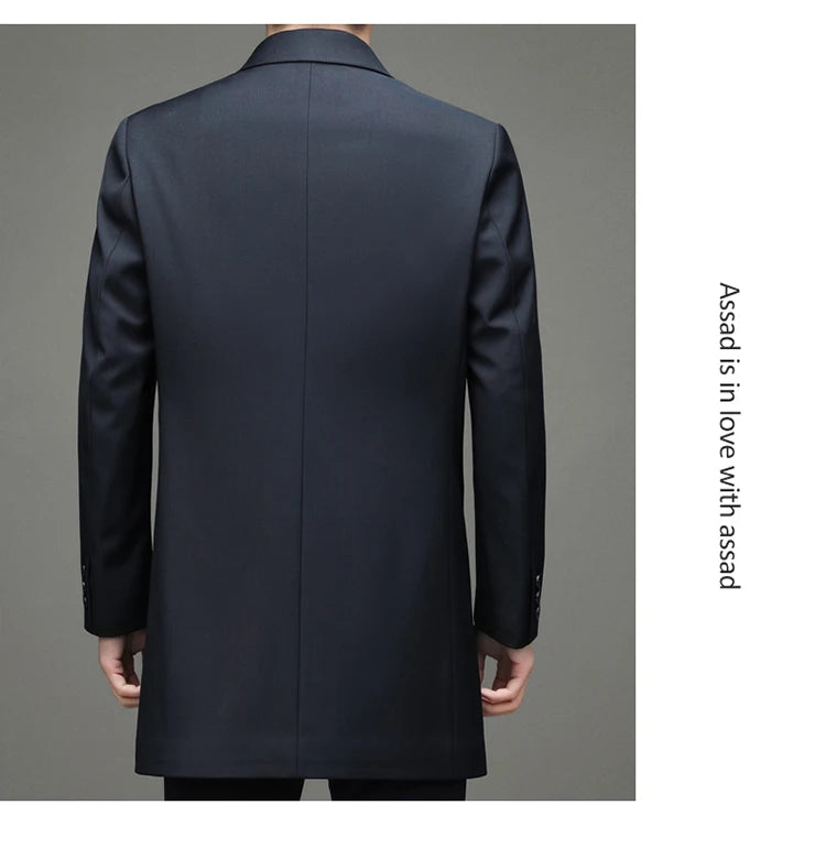 Gabardina coreana Maxbarley para hombre, otoño 2025, estilo casual de negocios, cortavientos, abrigo largo de estilo urbano.