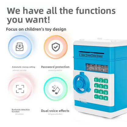 Alcancía con contraseña inteligente para cajero automático, gran capacidad, creativa, P, solo se puede entrar y salir de la alcancía.