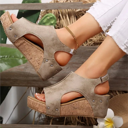 Sandalias de cuña para mujer, elegantes sandalias de verano, huaraches, zapatos de tacón para mujer.