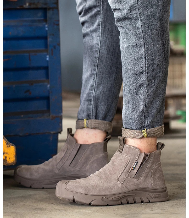 Botas de trabajo con puntera de acero, calzado de trabajo antiperforación para hombre, zapatos de trabajo indestructibles, zapatos de trabajo para exteriores, botas de seguridad para hombre.