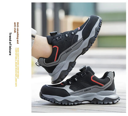 Zapatos de seguridad tipo zapatillas ligeras y transpirables con puntera de acero, diseño antiperforación, amortiguación de impactos y protección antiaplastamiento, calzado de trabajo para hombre.