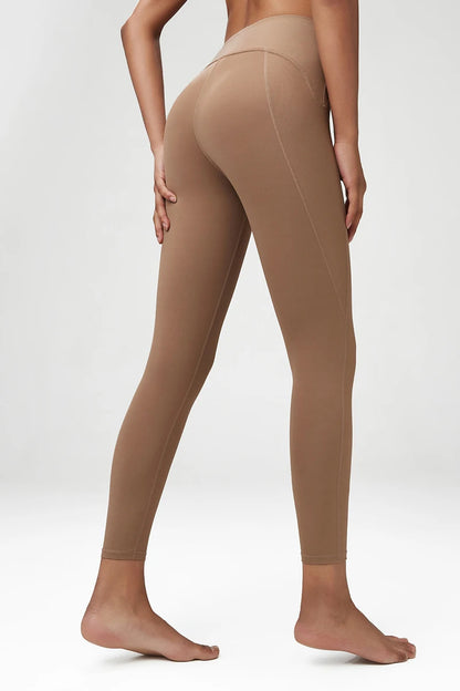 Pantalones de yoga para mujer, sensación de desnudez, alta elasticidad, nailon, cintura alta, leggings deportivos, realce, para correr, gimnasio, ropa deportiva femenina.