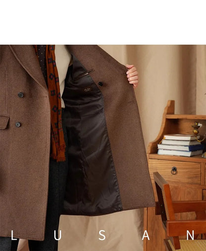 Abrigo Chester de lana 50% para hombre - 800 g. Chaqueta de campo retro cruzada de otoño/invierno.