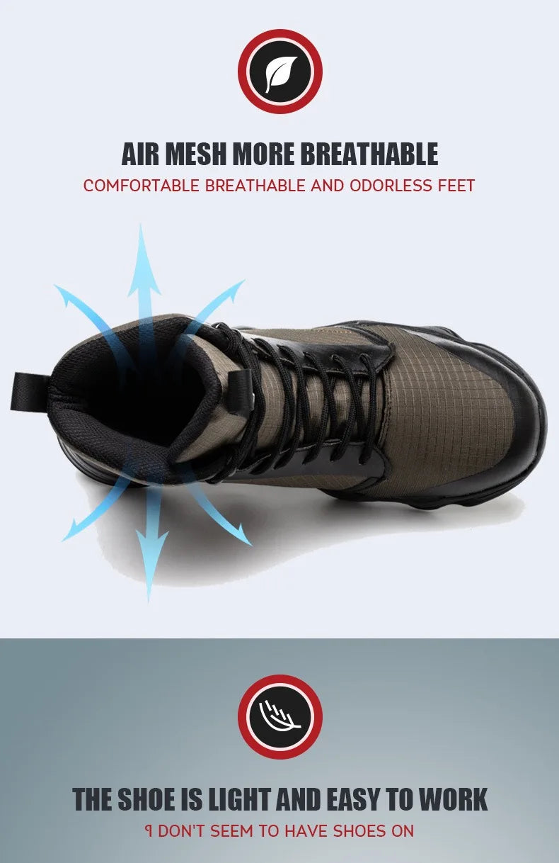 Botas de trabajo de seguridad para hombre con puntera de acero, nuevas, antiaplastamiento y antipinchazos. Calzado antideslizante para hombre, modelos para las cuatro estaciones.