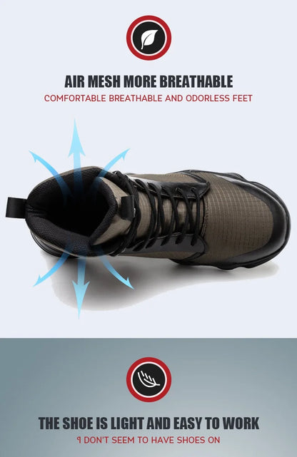 Botas de trabajo de seguridad para hombre con puntera de acero, nuevas, antiaplastamiento y antipinchazos. Calzado antideslizante para hombre, modelos para las cuatro estaciones.