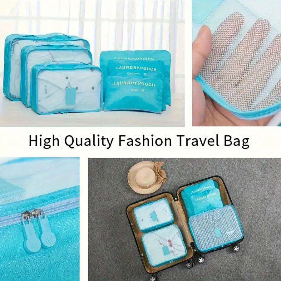 6 bolsas organizadoras de viaje, organizadoras de maletas portátiles, bolsas de viaje para mujeres, organizadoras de equipaje, bolsas para ropa y zapatos.