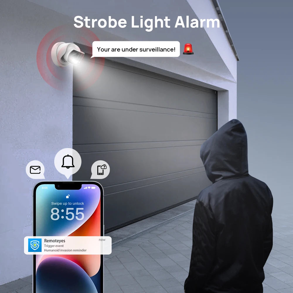 Cámara IP panorámica VIKYLIN compatible con Hikvision, 8 MP, 2 lentes, audio bidireccional, alarma MD2.0, videovigilancia exterior.